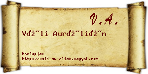 Váli Aurélián névjegykártya